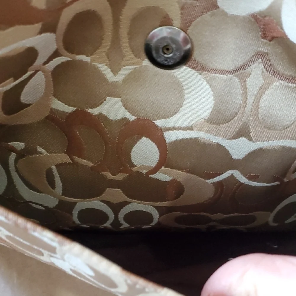 Coach Tan and Brown Diaper Bag 15 X 11.5 Signature Tote With Dust Bag